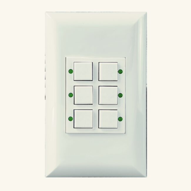 Classic Series 06 Button White w/ Green LED Wall Switch