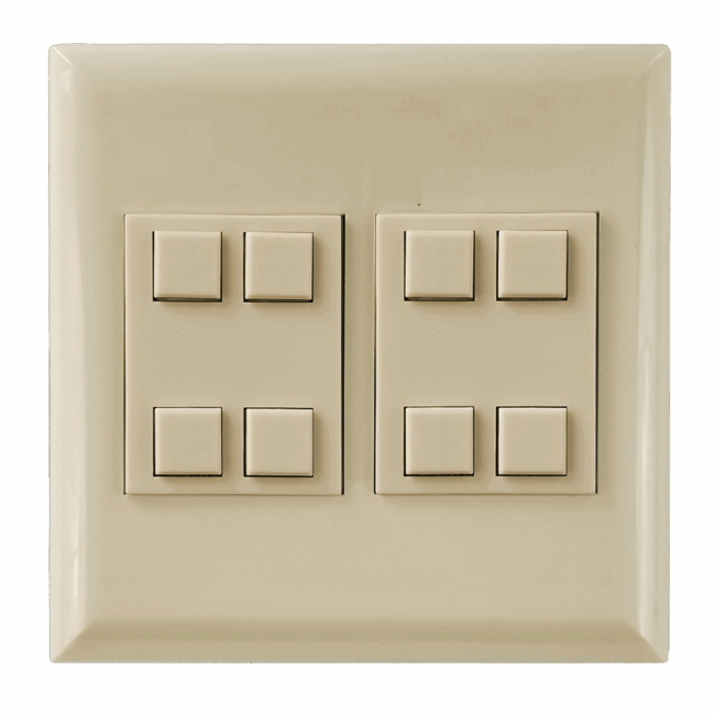 Classic Series 08 Button Ivory 2 Gang Wall Switch