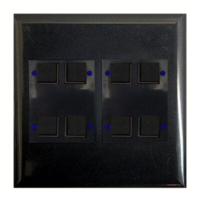 Classic Series 08 Button Black w/ Blue LED 2 Gang Wall Switch
