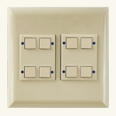 Classic Series 08 Button Ivory w/ Blue LED 2 Gang Wall Switch