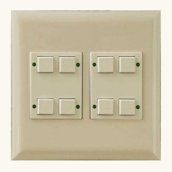 Classic Series 08 Button Ivory w/ Green LED 2 Gang Wall Switch