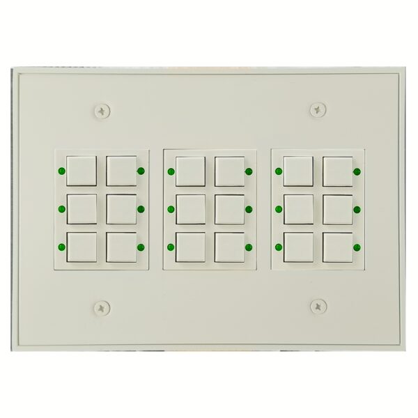 Classic Series 18 Button Almond w/ Green LED 3 Gang Wall Switch