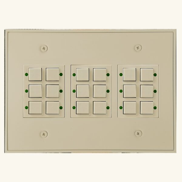 Classic Series 18 Button Ivory w/ Green LED 3 Gang Wall Switch