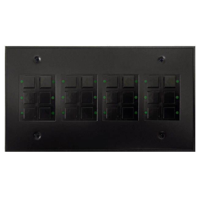 Classic Series 24 Button Black w/ Green LED 4 Gang Wall Switch