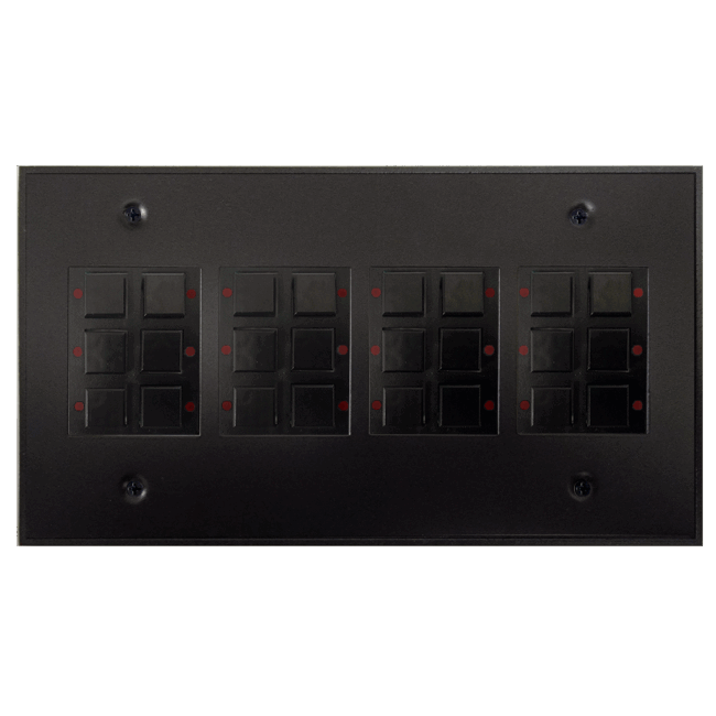 Classic Series 24 Button Black w/ Red LED 4 Gang Wall Switch - Touch ...