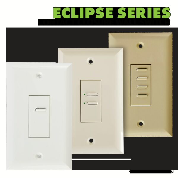 Eclipse Series 2 Button Ivory w/ Green LED Wall Switch - Image 2