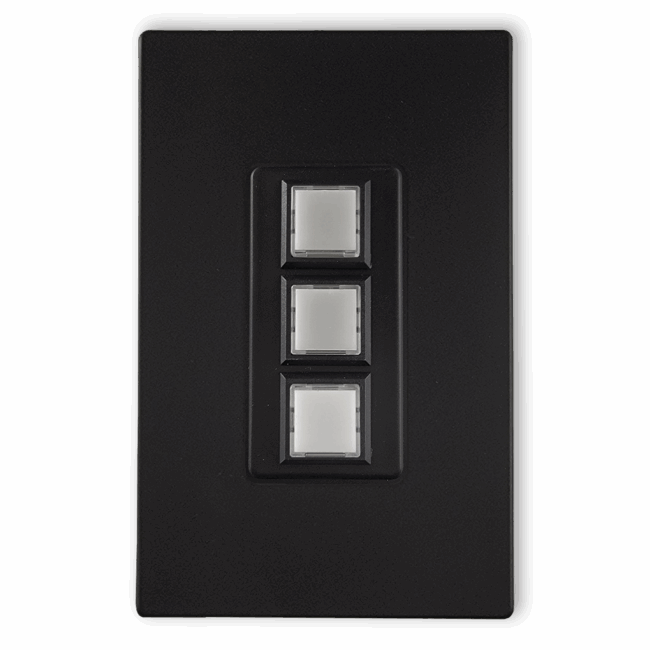 Innova Series 3 Button Black Wall Switch