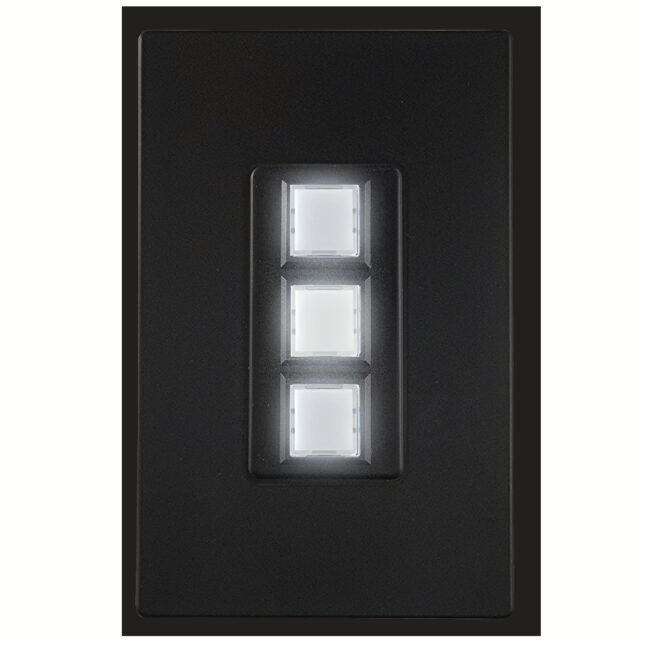 Innova Series 3 Button Black w/ White LED Wall Switch