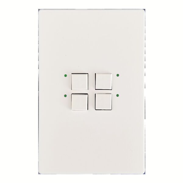 Mystique Series 4 Button White w/ Green LED Analog Wall Switch