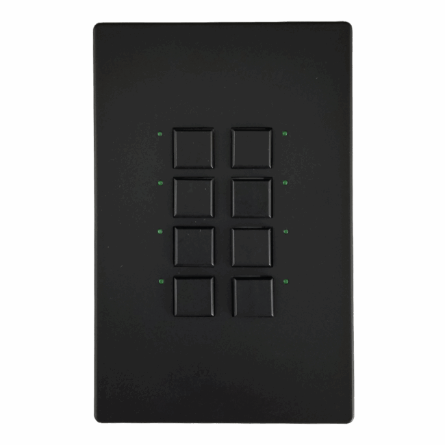 Mystique Series 8 Button Black w/ Green LED Analog Wall Switch
