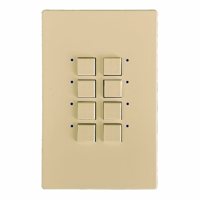 Mystique Series 8 Button Ivory w/ Blue LED Analog Wall Switch