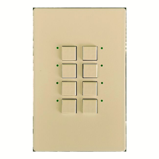 Mystique Series 8 Button Ivory w/ Green LED Analog Wall Switch