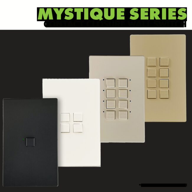 Mystique Series 1 Button Almond w/ Green LED Analog Wall Switch - Image 2