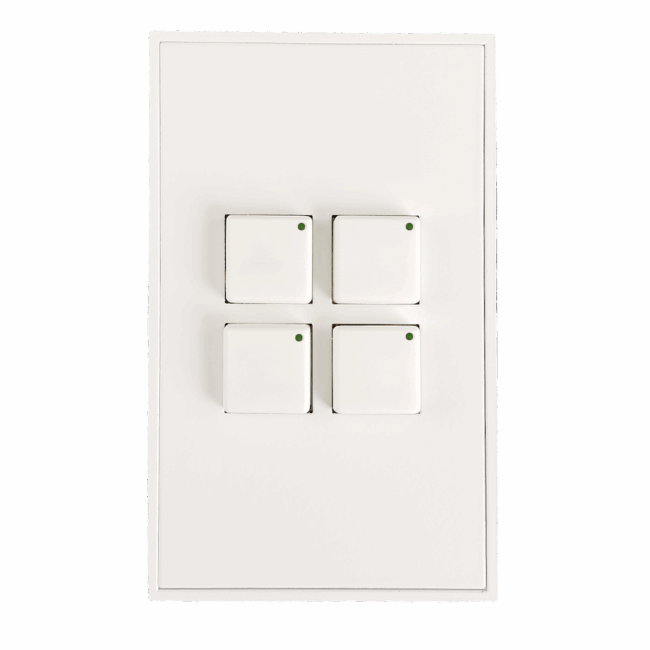 Royal Series 4 Button White w/ Green LED Wall Switch