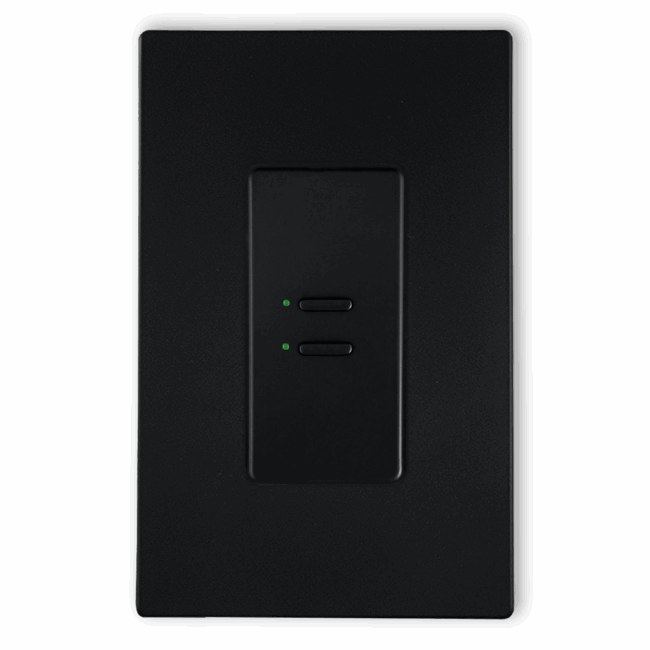 Ultra Series 02 Button Black w/ Green LED Analog Wall Switch