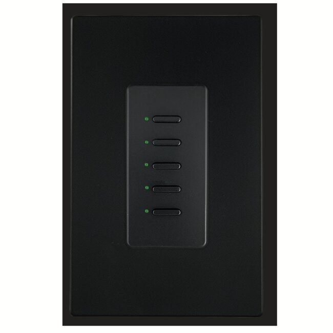 Ultra Series 05 Button Black w/ Green LED Analog Wall Switch