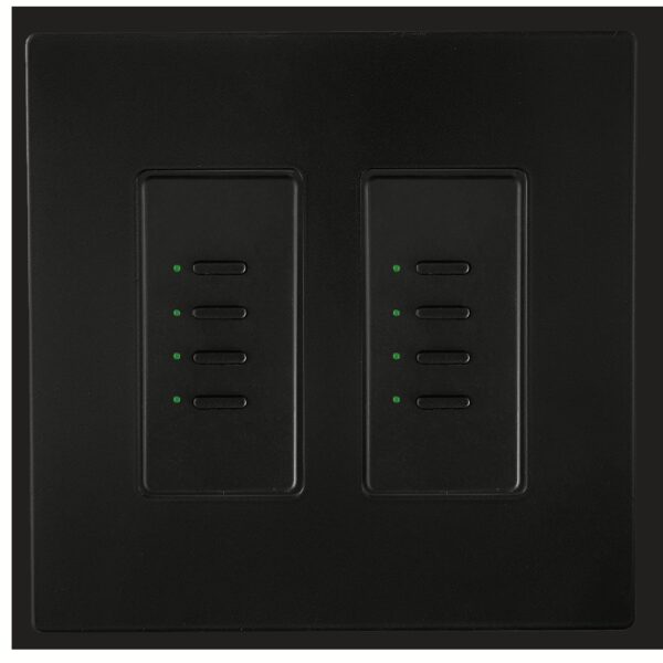 Ultra Series 08 Button/2 Gang Black w/ Green LED Analog Wall Switch