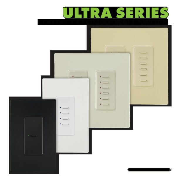 Ultra Series 04 Button/2 Gang Almond w/ Green LED Analog Wall Switch - Image 2